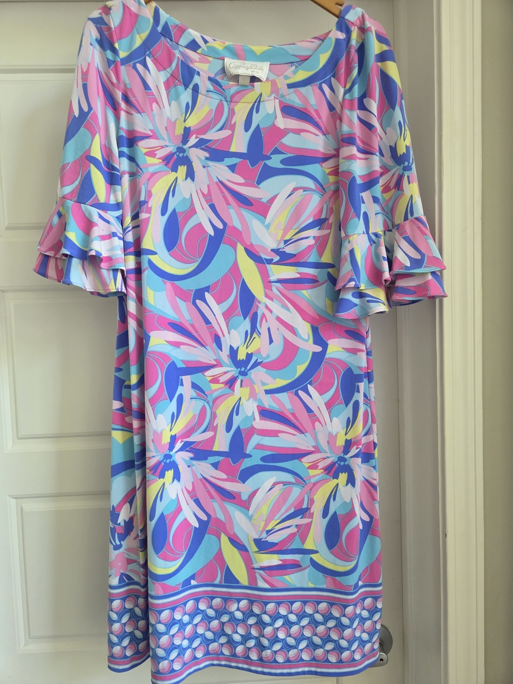 Pappagallo Victoria‎ Vibrant Shift Dress Flutter Sleeves